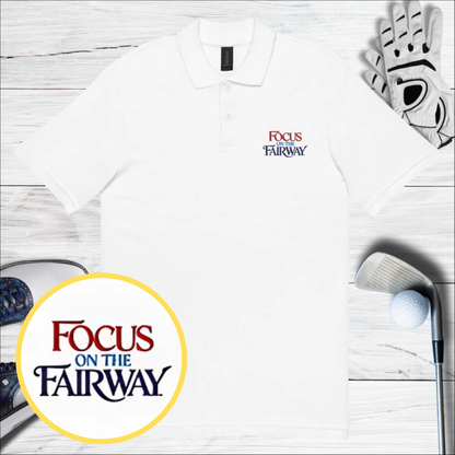 Focus On The Fairway Embroidered Golf Pique Polo Shirt