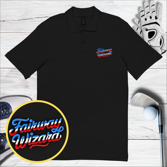 Fairway Wizard Embroidered Golf Pique Polo Shirt