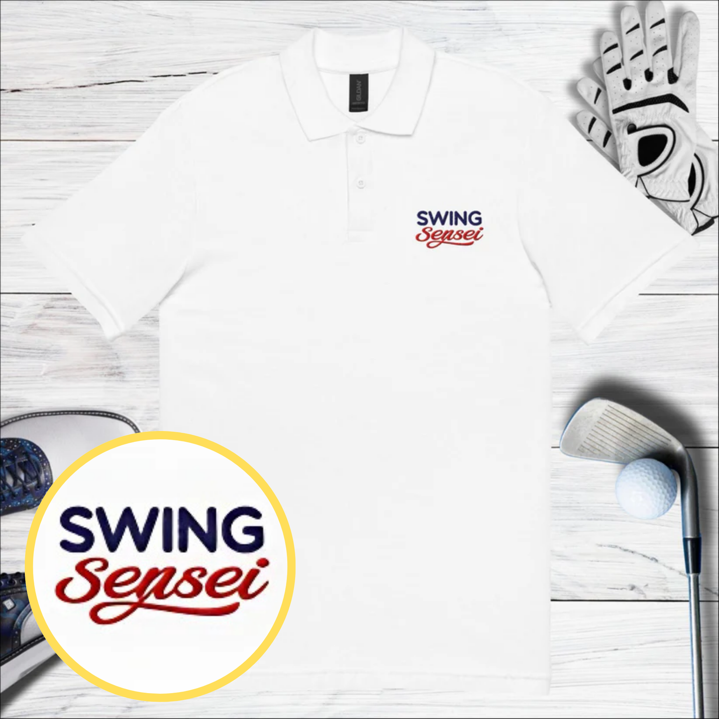 Swing Sensei Embroidered Golf Pique Polo Shirt