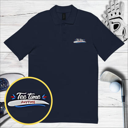 Tee Time Anytime Embroidered Golf Pique Polo Shirt