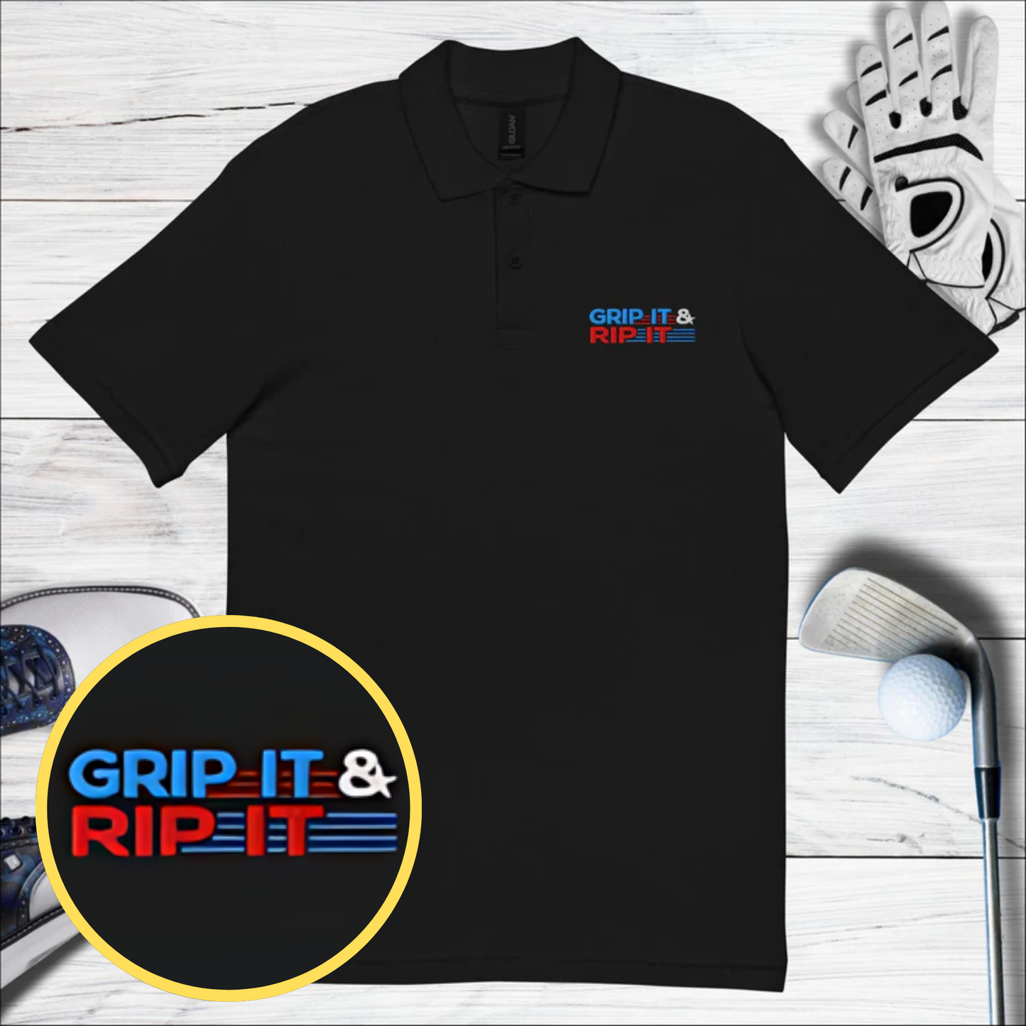 Grip It & Rip It Embroidered Golf Pique Polo Shirt