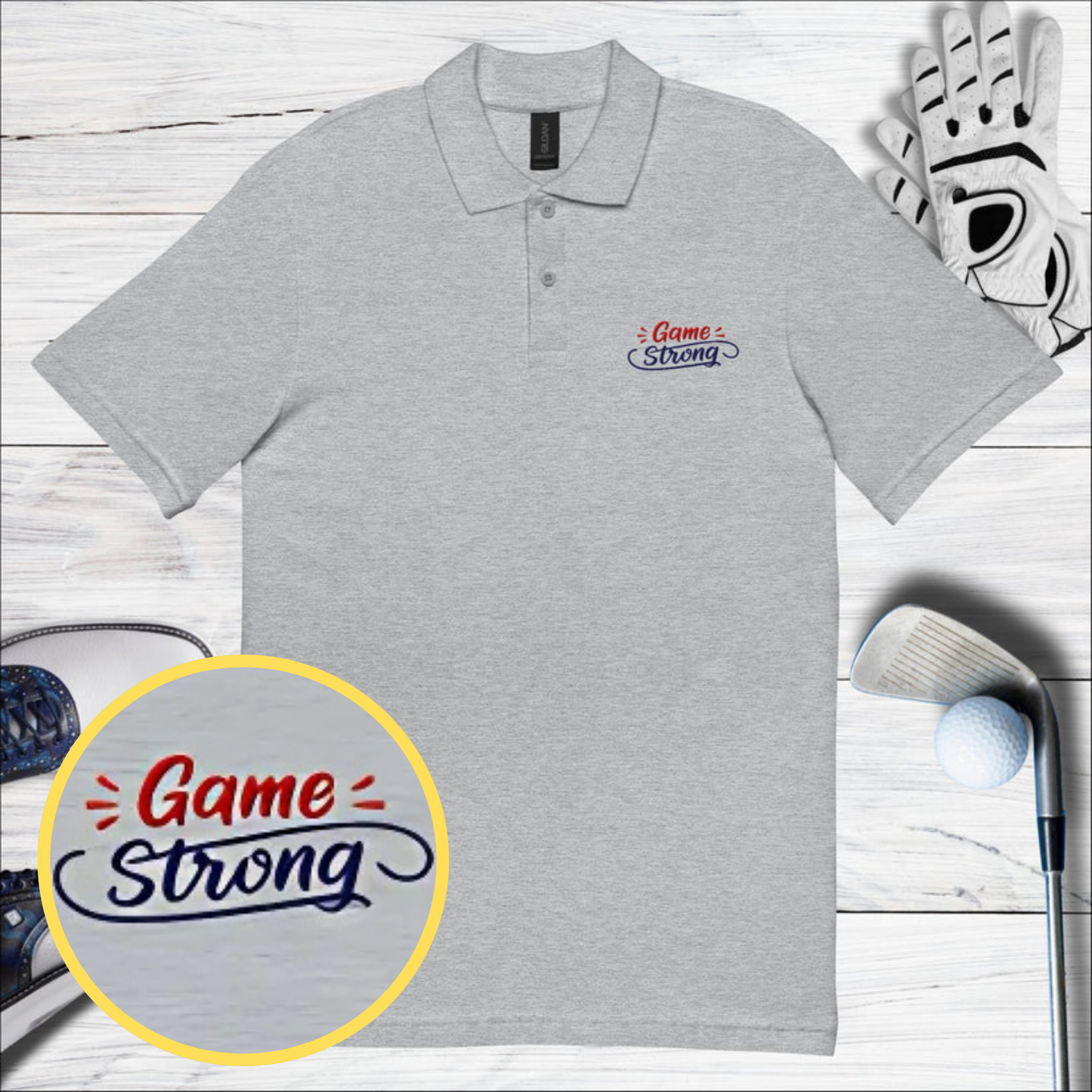 Game Strong Embroidered Golf Pique Polo Shirt