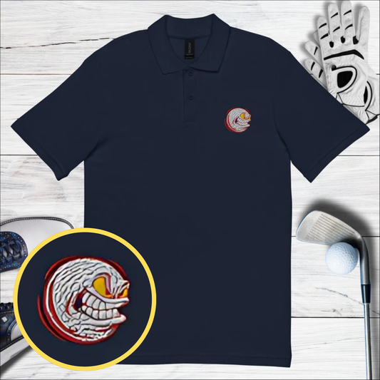 Angry Golf Ball Embroidered Golf Pique Polo Shirt