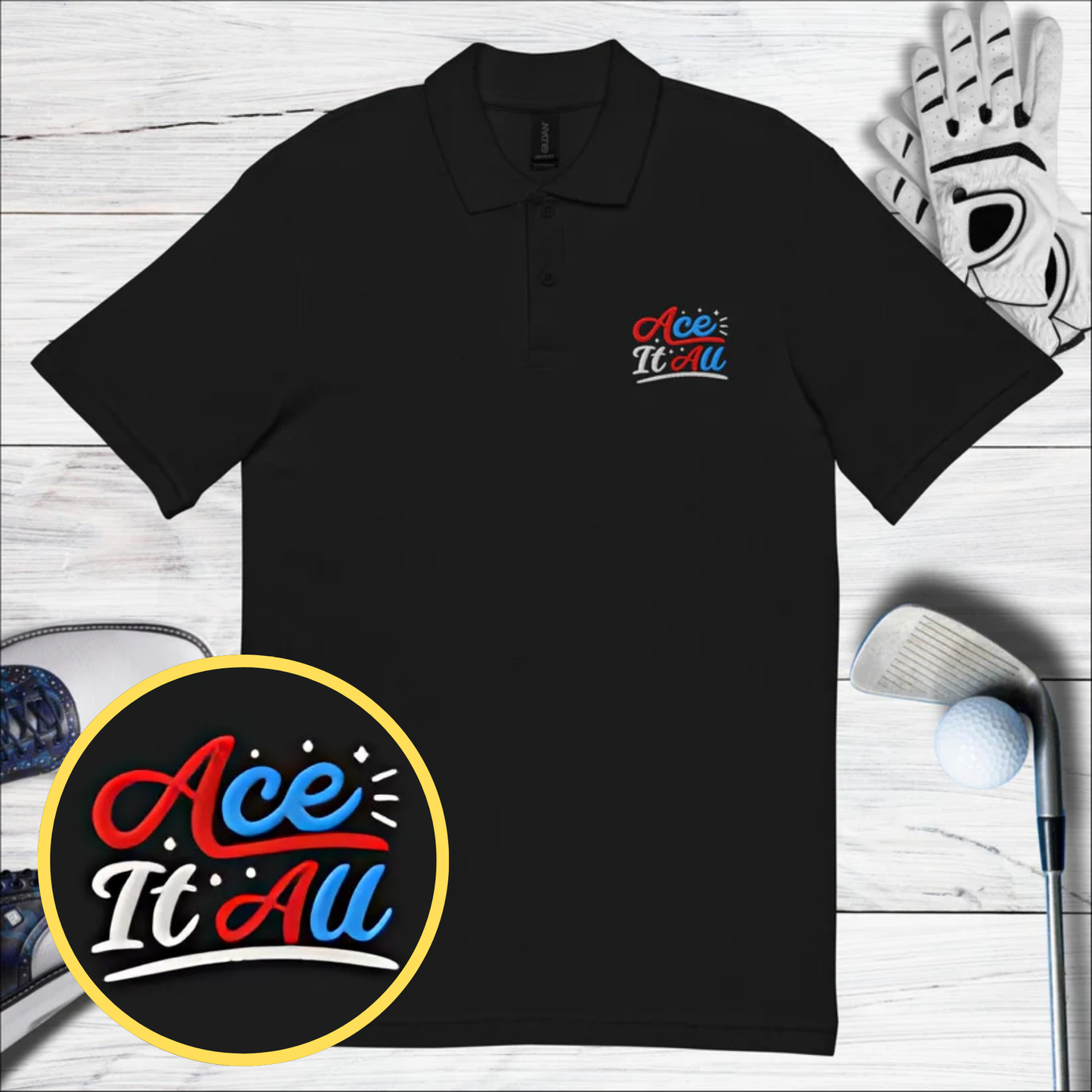 Ace It All Embroidered Golf Pique Polo Shirt