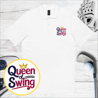 Queen of Swing Embroidered Golf Pique Polo Shirt