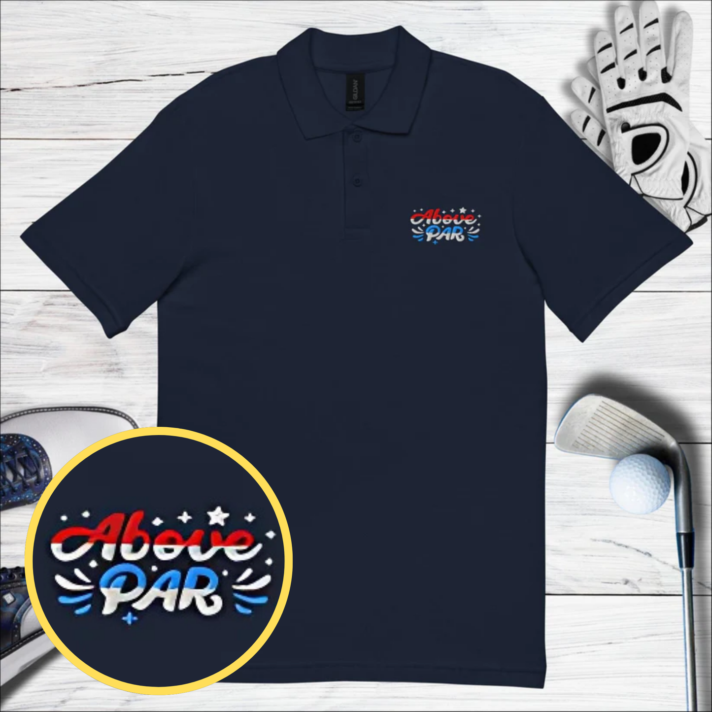 Above Par Embroidered Golf Pique Polo Shirt