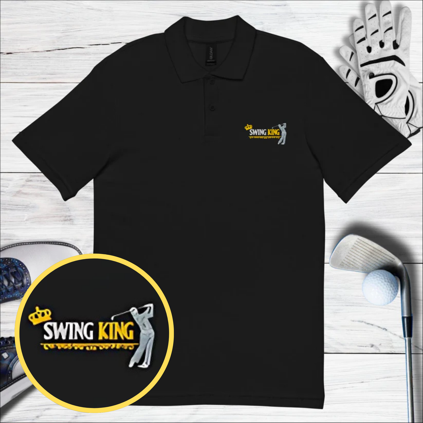 Swing King Embroidered Golf Pique Polo Shirt