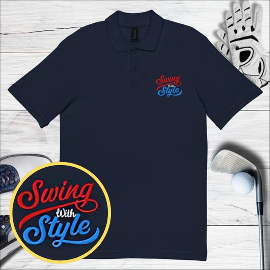 Swing With Style Embroidered Golf Pique Polo Shirt