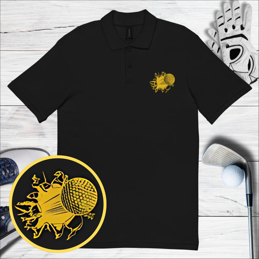 Ball Breaking The Wall Embroidered Golf Pique Polo Shirt