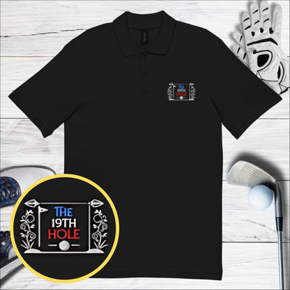 The 19th Hole Fun Embroidered Golf Pique Polo Shirt