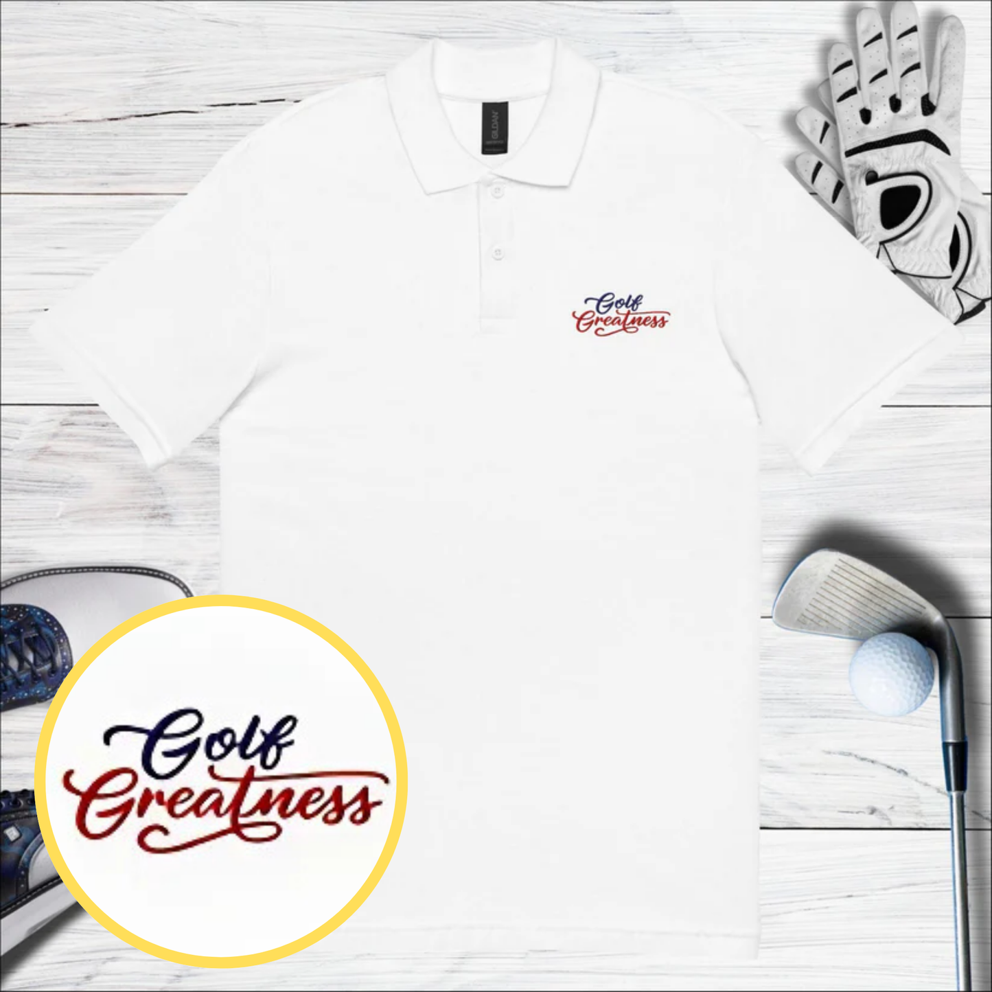 Golf Greatness Embroidered Golf Pique Polo Shirt