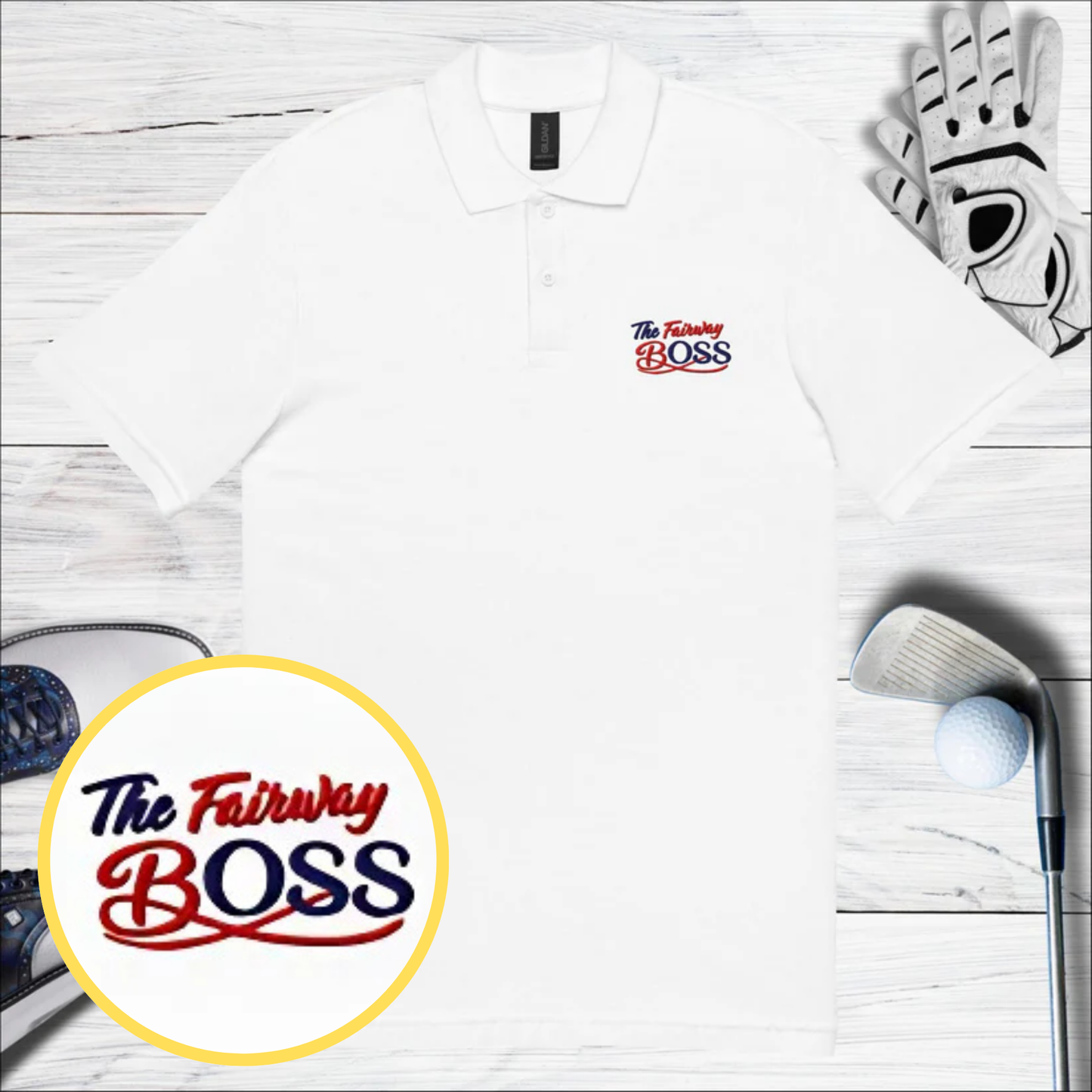 Fairway Boss Embroidered Golf Pique Polo Shirt