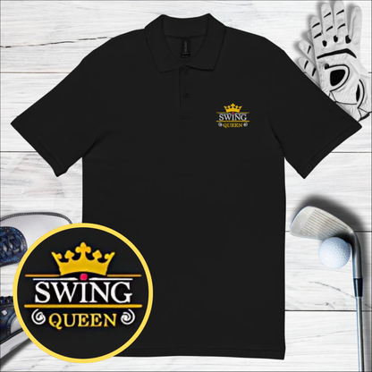 Swing Queen Embroidered Golf Pique Polo Shirt